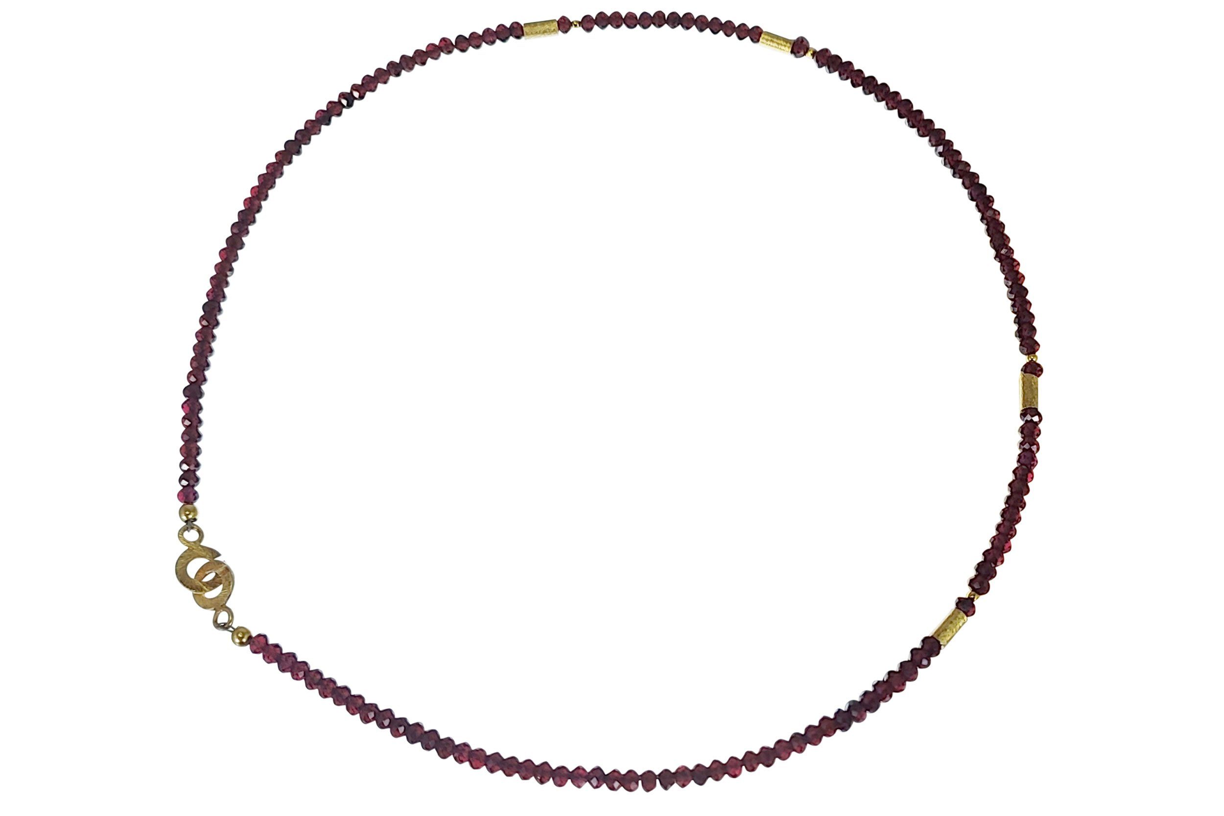 ALUNA Choker Granat Edelsteinkette Silber 925 Kugel facettiert, funkelnd glut-rot - Made in Germany - ke0376x17