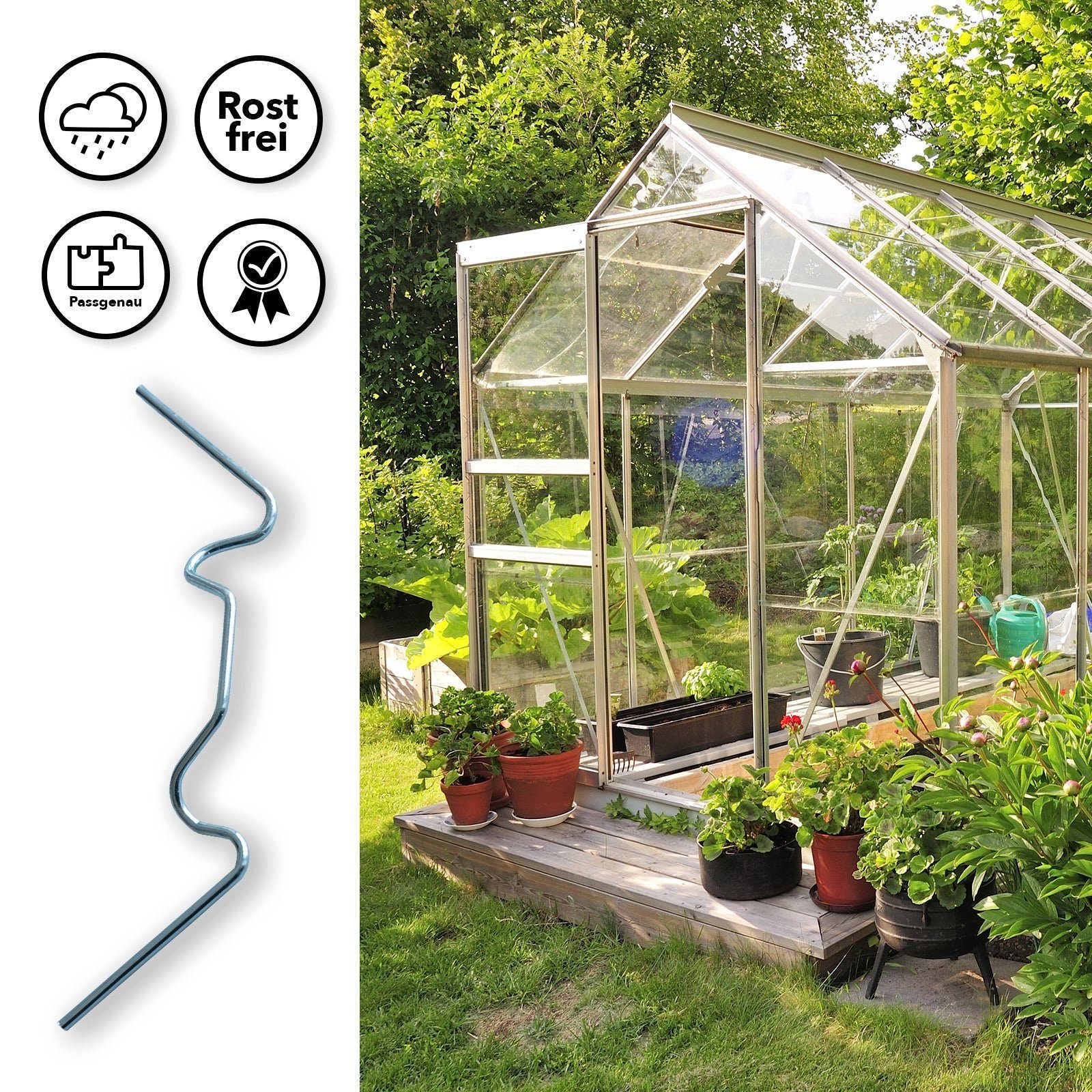 Kubus Gewächshaus Gewächshausklammern Vuska, Montageklammern für den Gartenbau, 100er Set, 9,5 x 3 cm