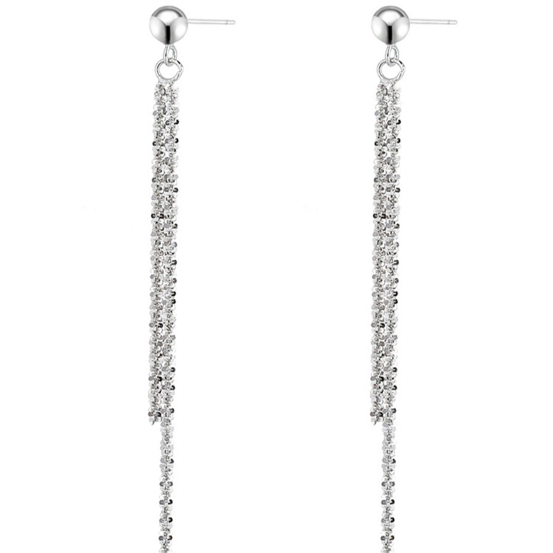 Haiaveng Paar Ohrhänger 925 Sterling Silber Ohrringe,Voller Stern Quasten-Ohrringe, Lange Quastenohrringe für Damen