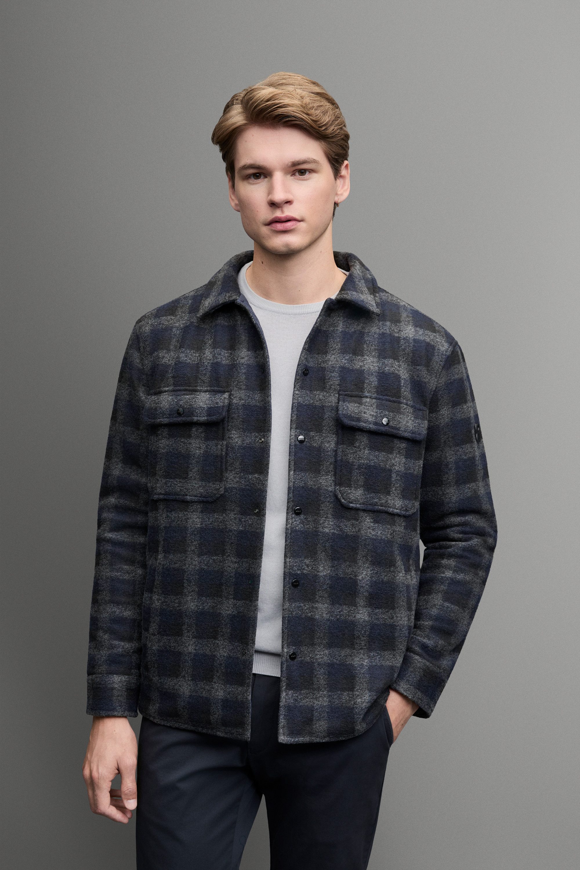 Digel Hemdjacke Banff (1-St) Karierter Woll Jersey, Steppfutter mit Sorona® Wattierung