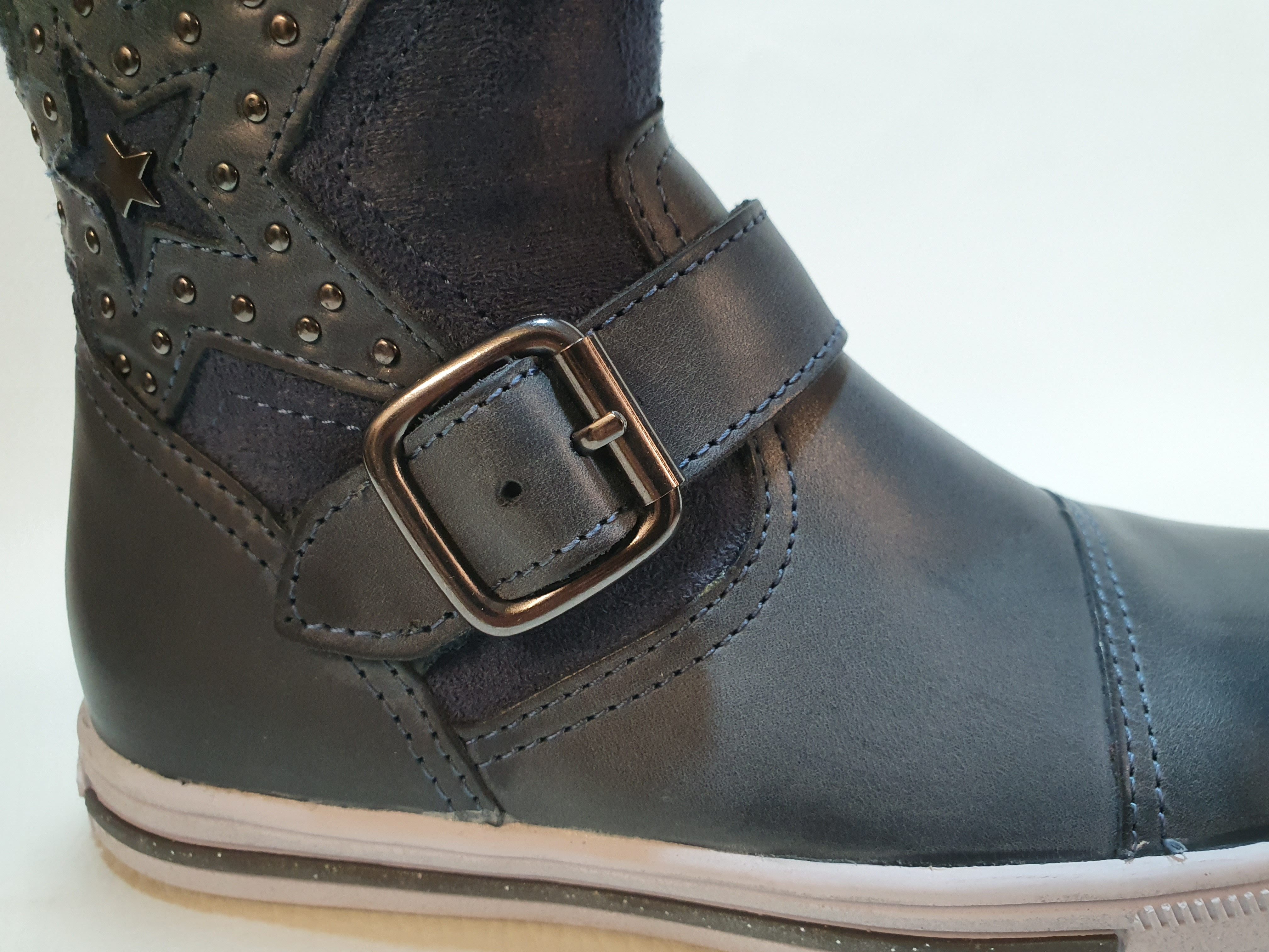 Braqeez Bootie Halbstifel Leder Mädchen dark blue Bikerboots aus echtem Leder