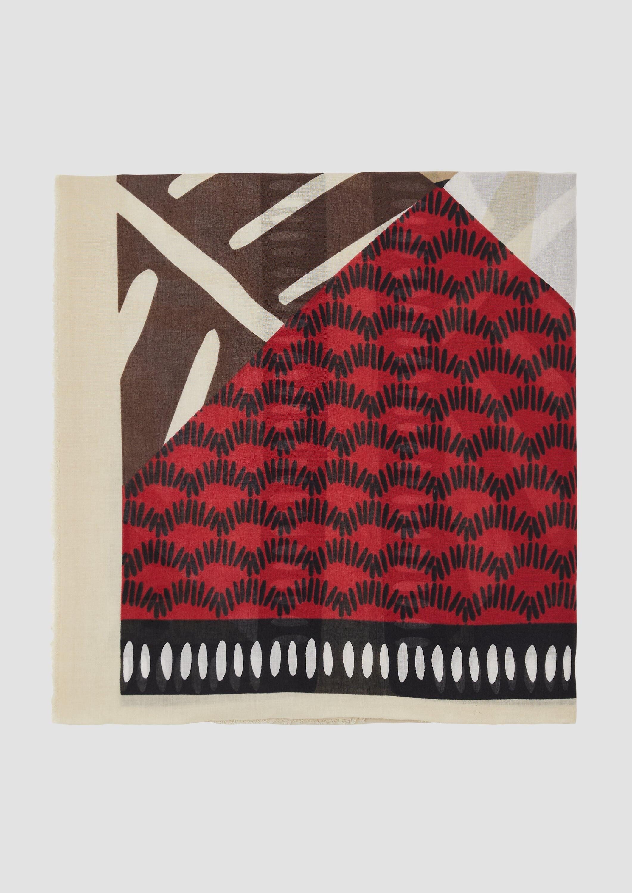 s.Oliver Schal Tuch, Tuch mit All-over-Print und Fransen