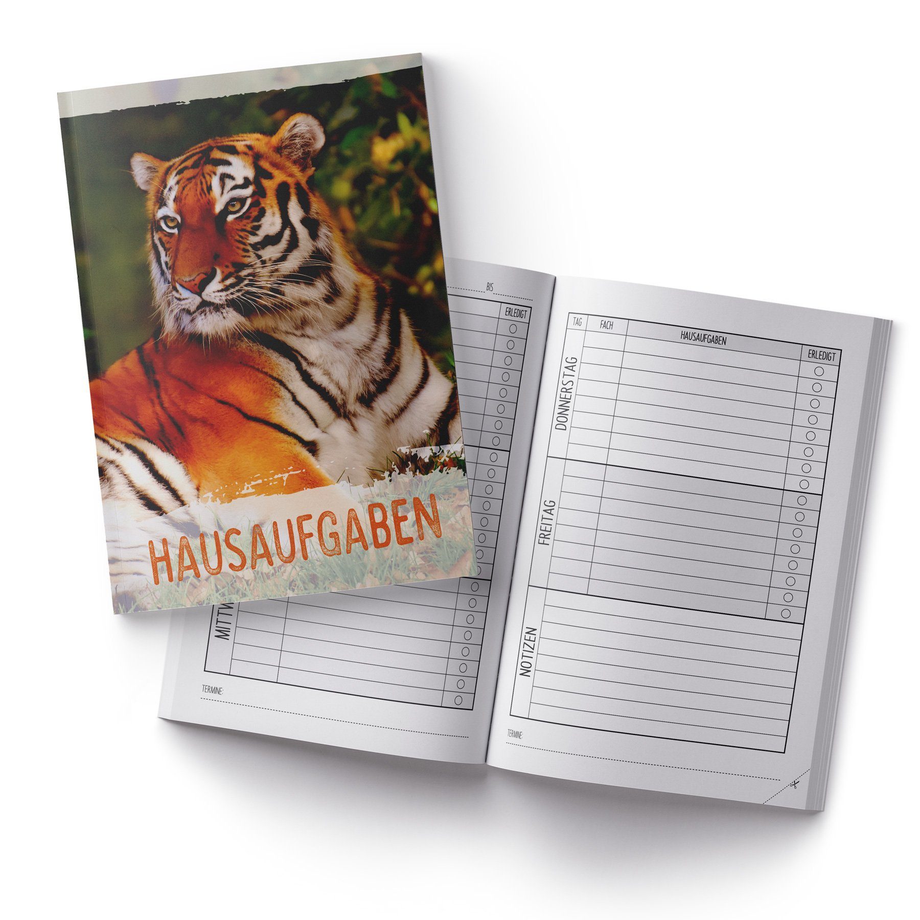 itenga Notizheft itenga Hausaufgabenheft Tiger (Motiv 27) DIN A5, 96 Seiten
