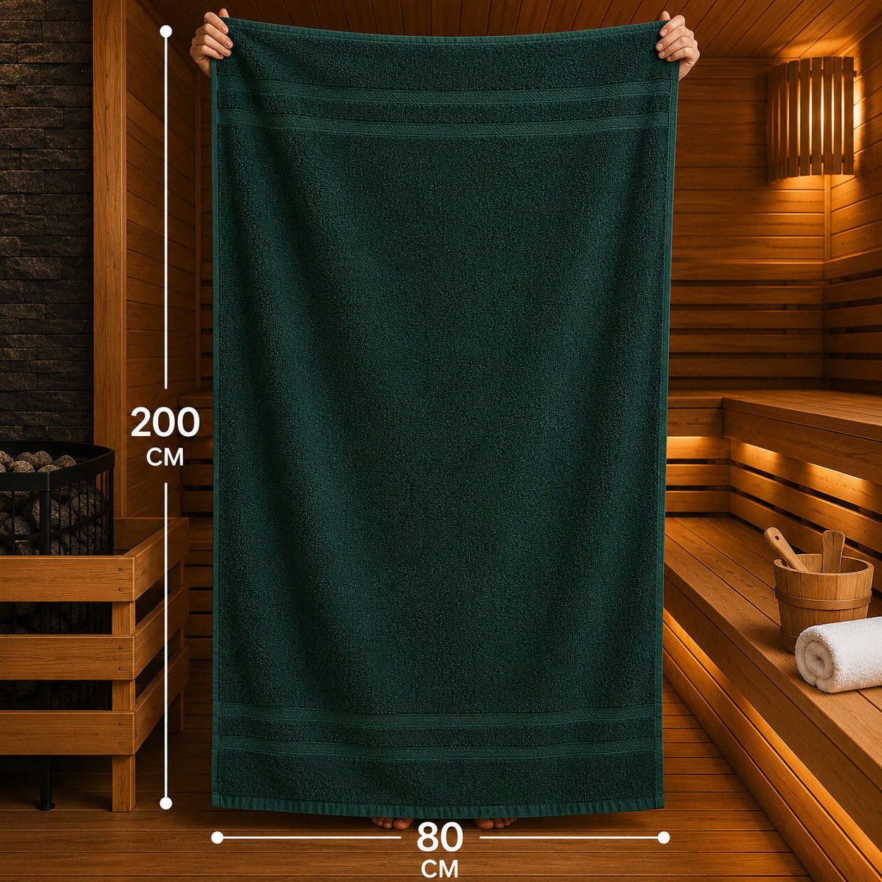 Komfortec Saunatuch 2er Set extra Große - Premium Badetuch - 80x200 XXL, Frottee (2-St), extra Große, 100% Baumwolle, Weich, Schnelltrocknend – Bild 2 von 5