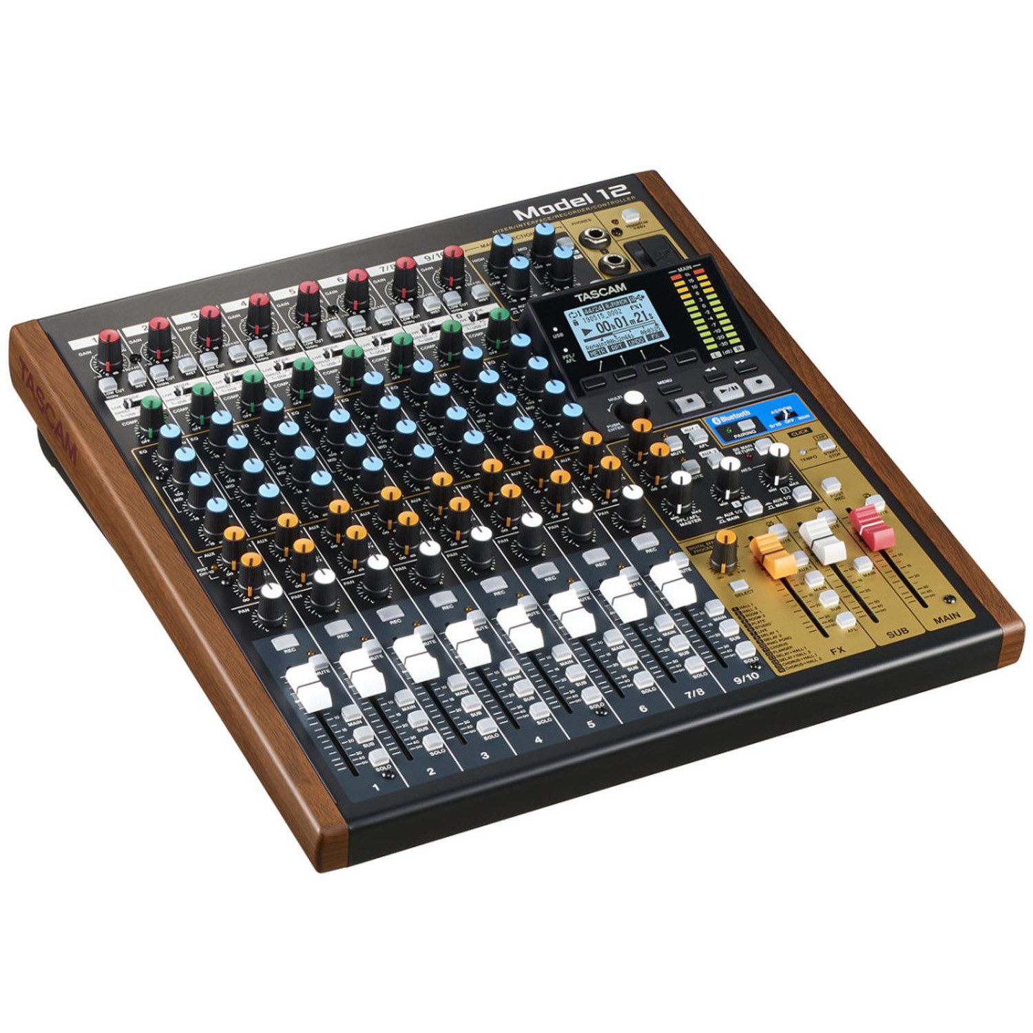Tascam Mischpult Tascam Model 12 Mischpult mit Speicherkarte 32 GB, (vielseitig, Set mit Speicherkarte 32 GB), 12-Spur-Audiorecorder