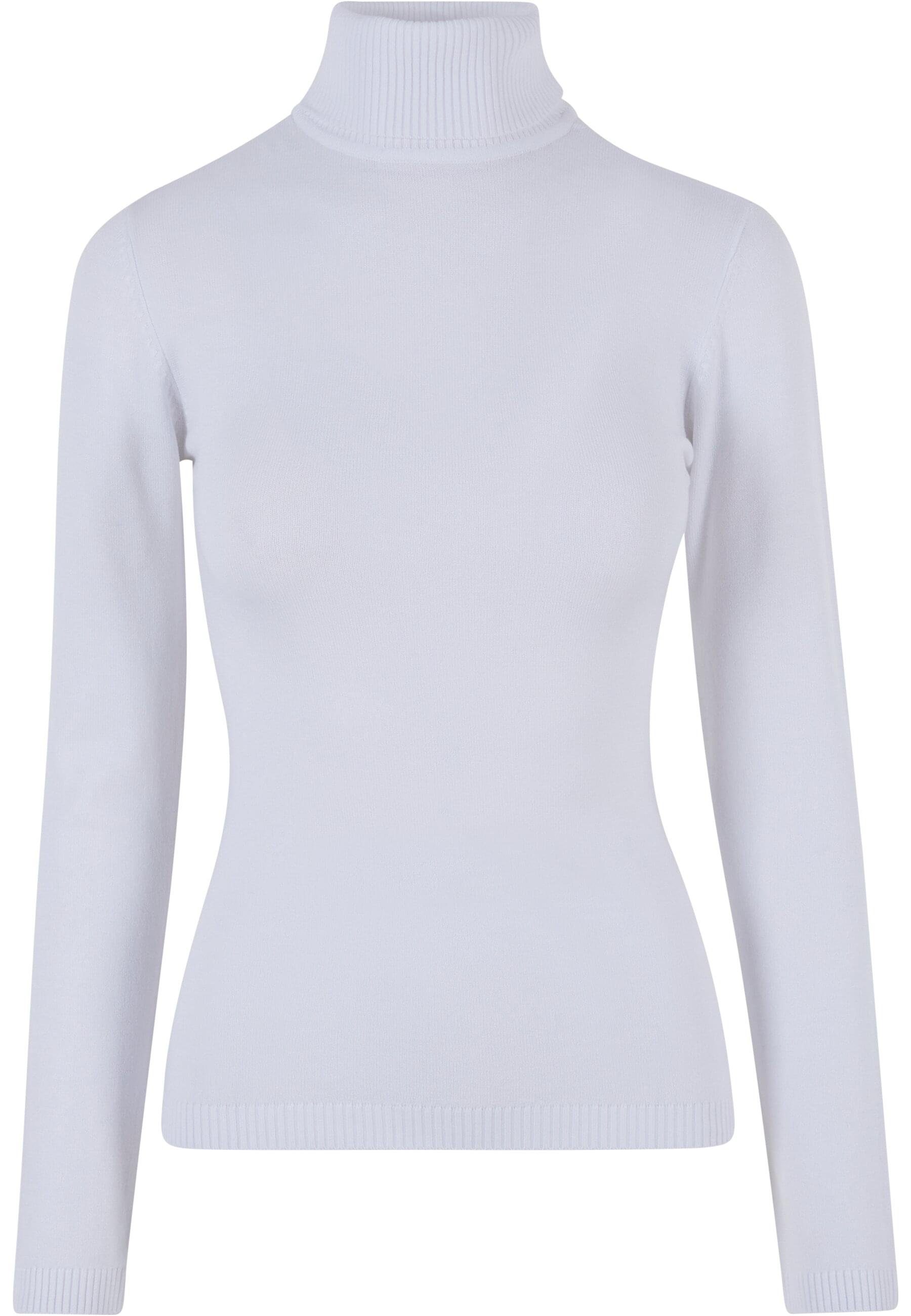 Sweater URBAN Turtleneck Ladies Damen Knitted CLASSICS white (1-tlg) Strickpullover