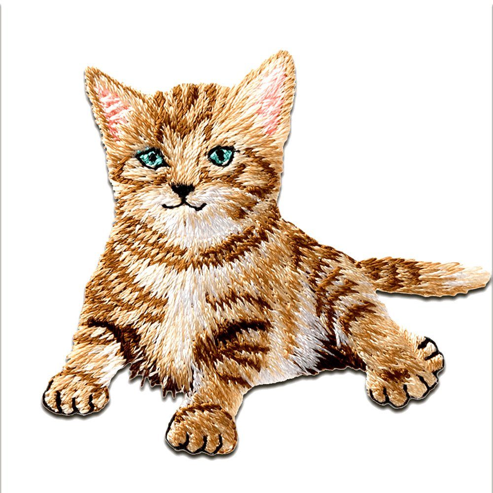 Catch the Patch Aufnäher Bügelbild, Aufbügler, Applikationen, Patches, Flicken, zum aufbügeln, Polyester, Katze liegt Tier - Größe: 5,2 x 6,1 cm