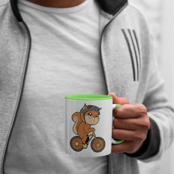 Trendation Tasse Eichhörnchen Auf Fahrrad Tasse Geschenk für Tierliebhaber