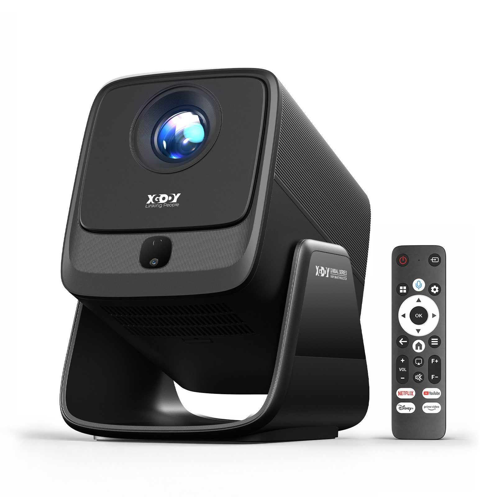 XGODY Beamer 4K Heimkino 1000 ANSI, kompatibel mit Netflix (Autofokus) UHD-Beamer (1000 lm, 15000:1, 3840 x2160(1000 ANSI) px, 150-Zoll-Display beamer mit leinwand, beamer deckenhalterung)