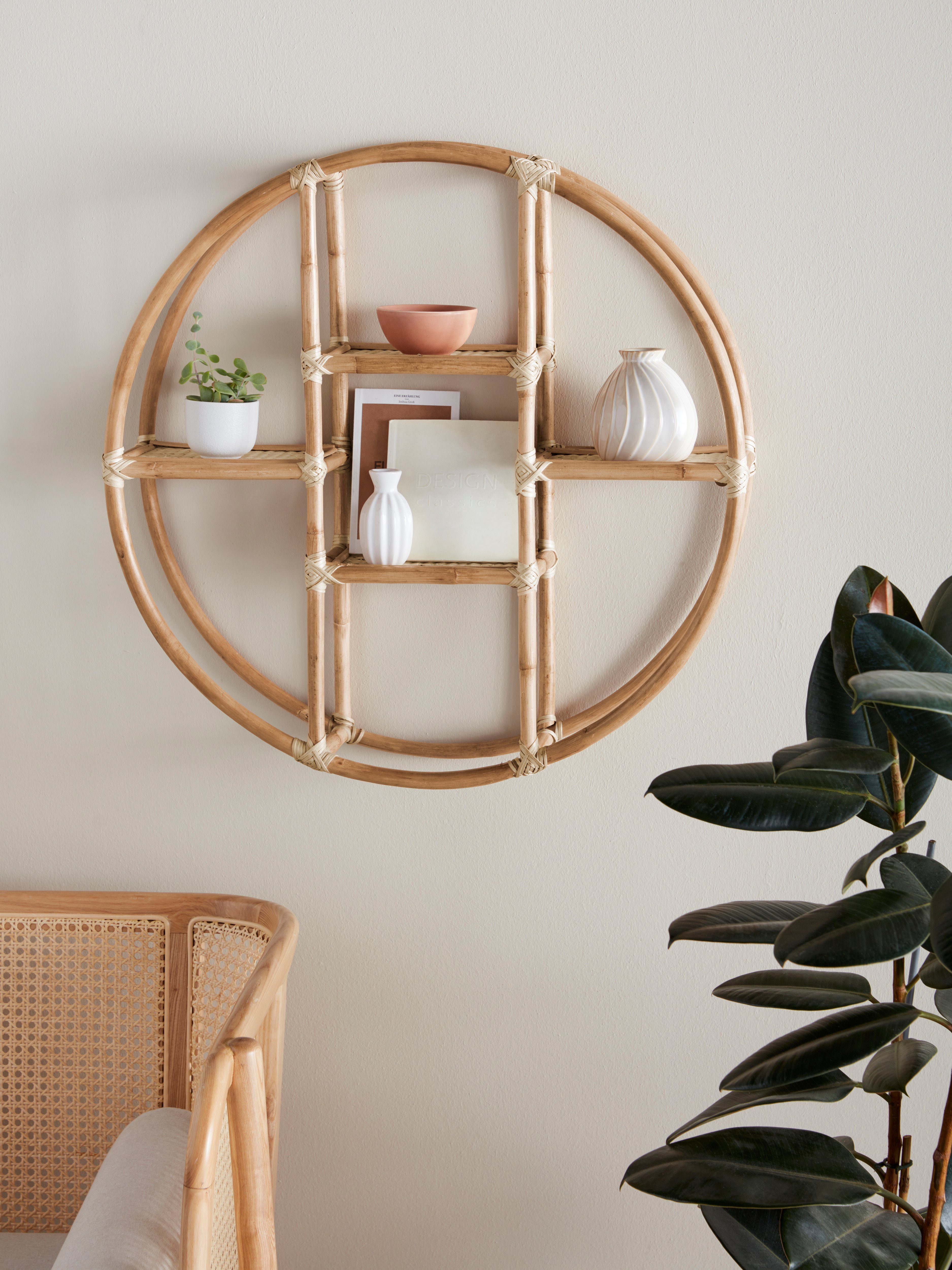 andas Deko-Wandregal Lundtoft, rund, aus Rattan, Ø 66cm günstig online kaufen