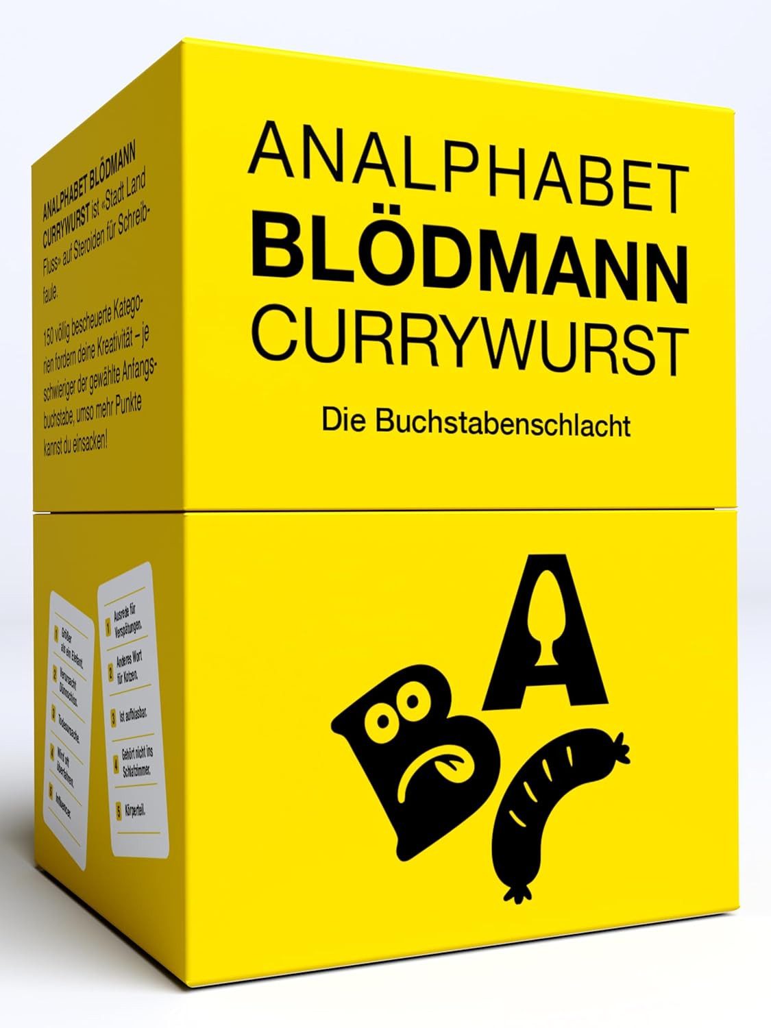 Kampfhummel Spiele Spiel Kampf gegen das Spießertum - Analphabet Blödmann Currywurst, Lustiges Kartenspiel, 3-8 Spieler, Schwarzer Humor