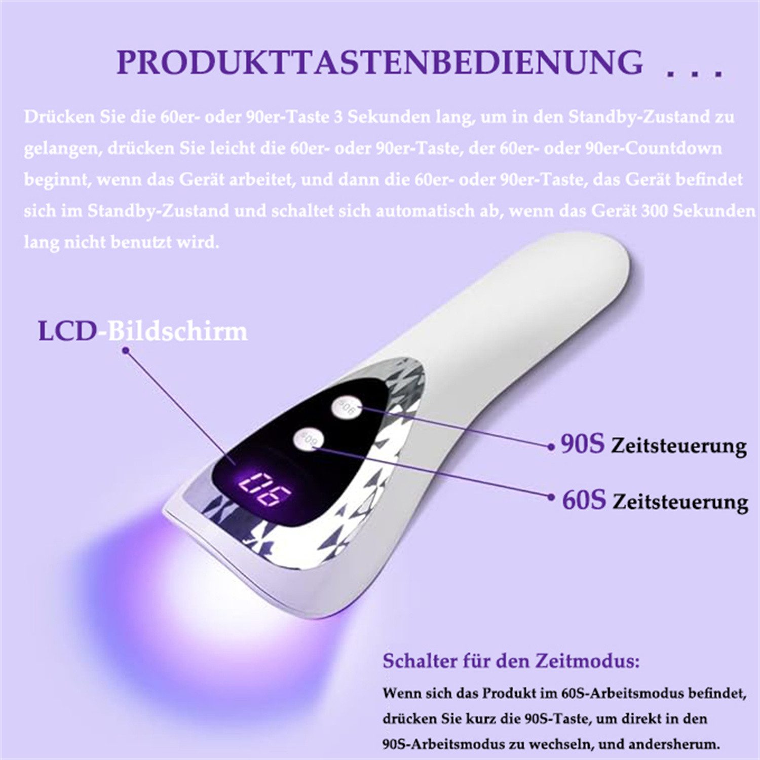 autolock Lichthärtungsgerät Handheld LED UV Nagellampe, Upgraded Mini Gel Nails Light