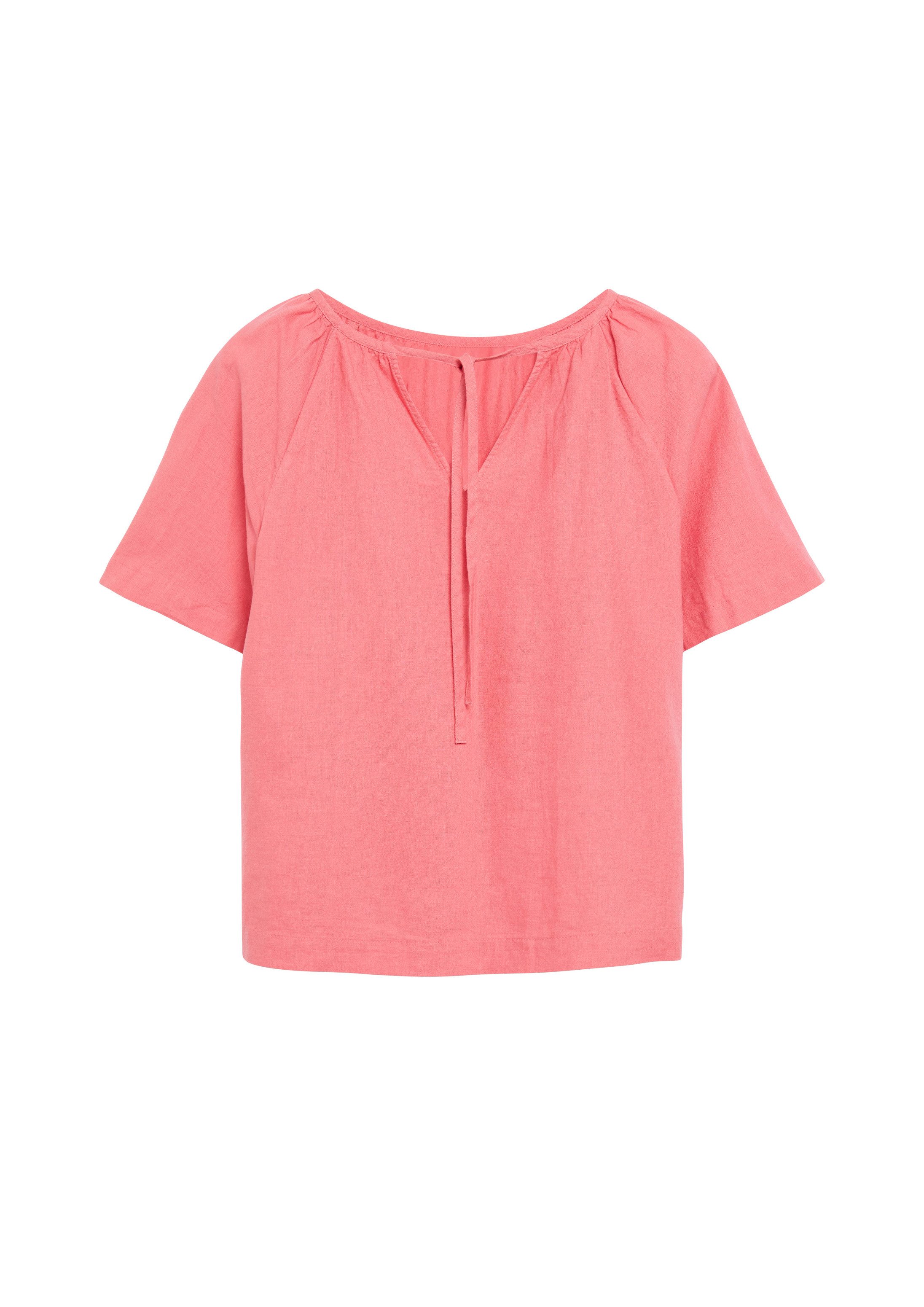 s.Oliver Kurzarmbluse Bluse Leinenmixbluse mit Schleifendetail am Rücken