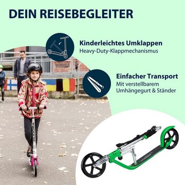 Hudora Cityroller BigWheel® 205, Scooter inklusive Kabelschloss, höhenverstellbarer & zusammenklappbarer Tret-Roller