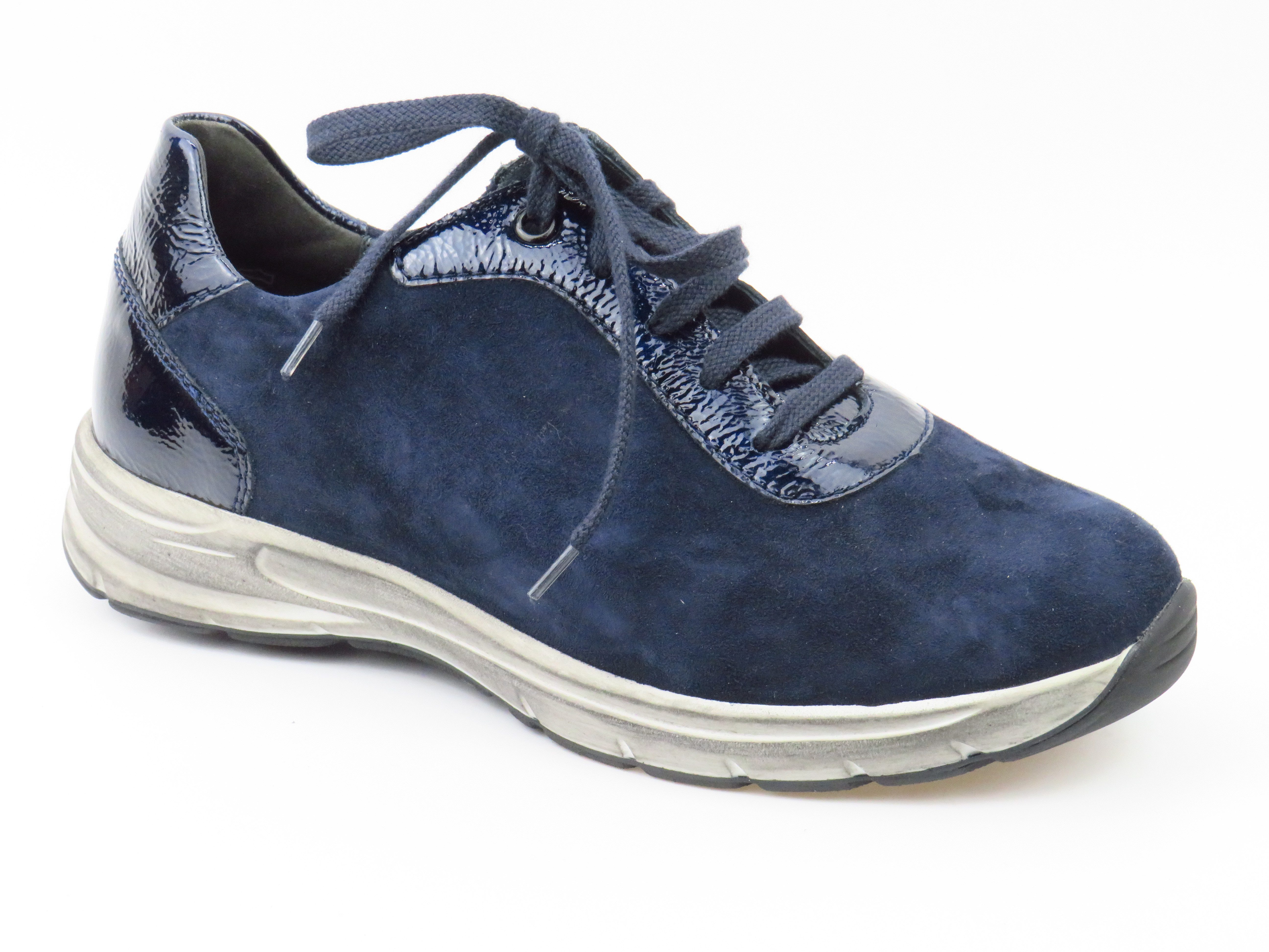 Samt-Chev, midnightblue Schnürschuh