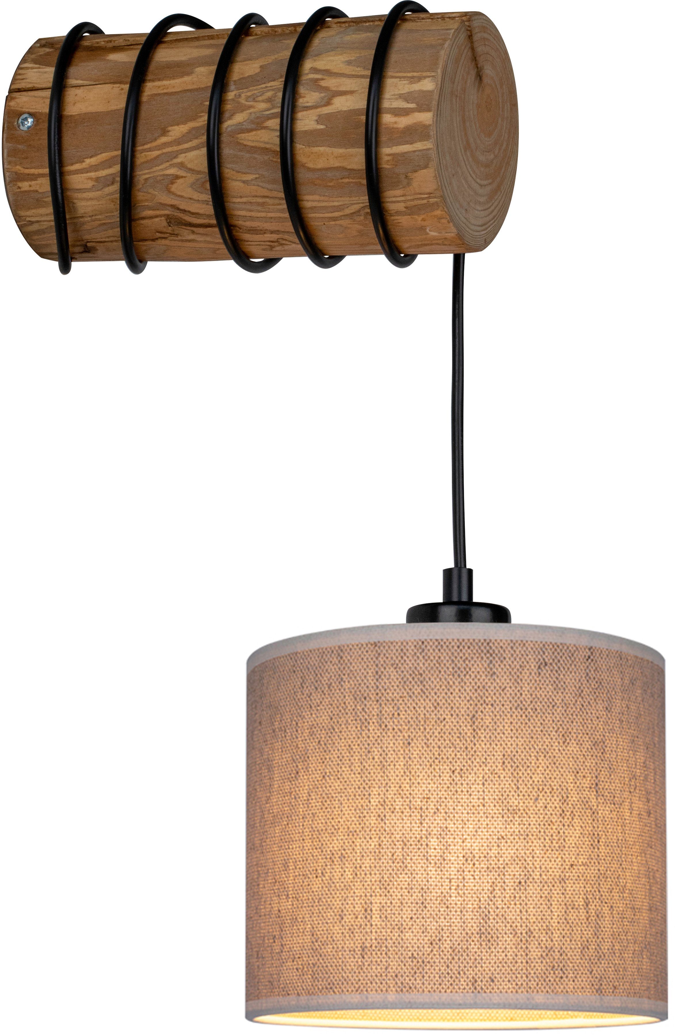 ohne Leuchtmittel, Ø cm, Emmo, massives 17,5 Wandleuchte Textilschirm products Kiefernholz hochwertiger Wandlampe, OTTO