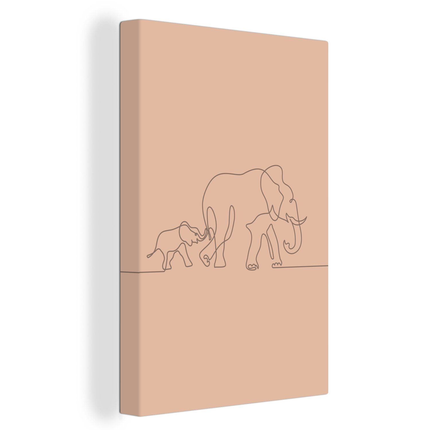 OneMillionCanvasses® Leinwandbild Elefant - Einfach - Linie, (1 St), Leinwandbild fertig bespannt inkl. Zackenaufhänger, Gemälde, 20x30 cm