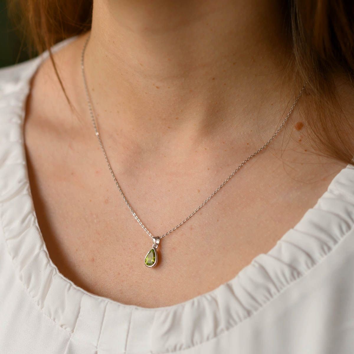 Materia Kettenanhänger Tropfen Peridot Edelstein Grün günstig online kaufen