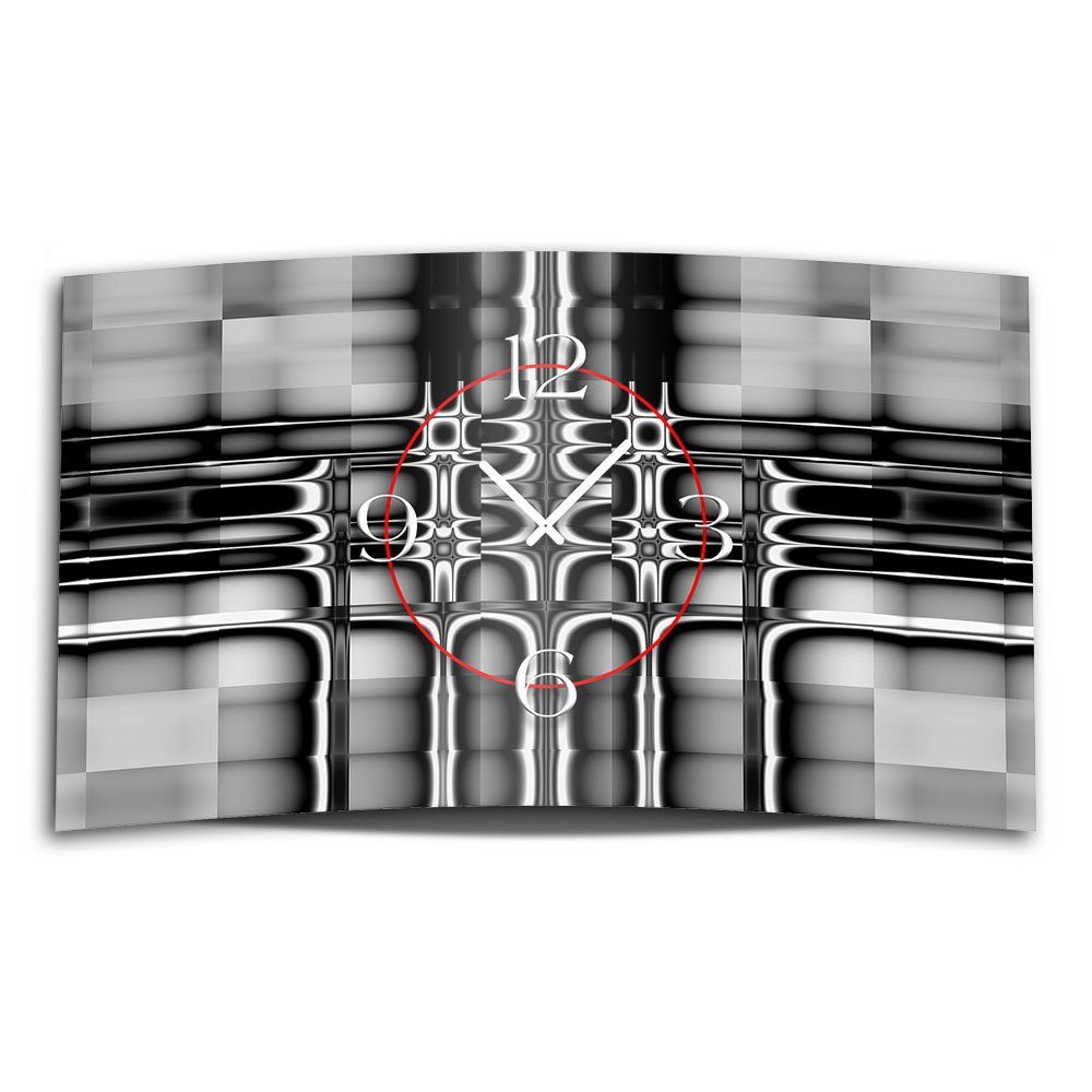 Designer Wanduhr 4mm schwarz grau Design Wanduhren Alu-Dibond) (Einzigartige aus modernes dixtime 3D-Optik Wanduhr leise Abstrakt