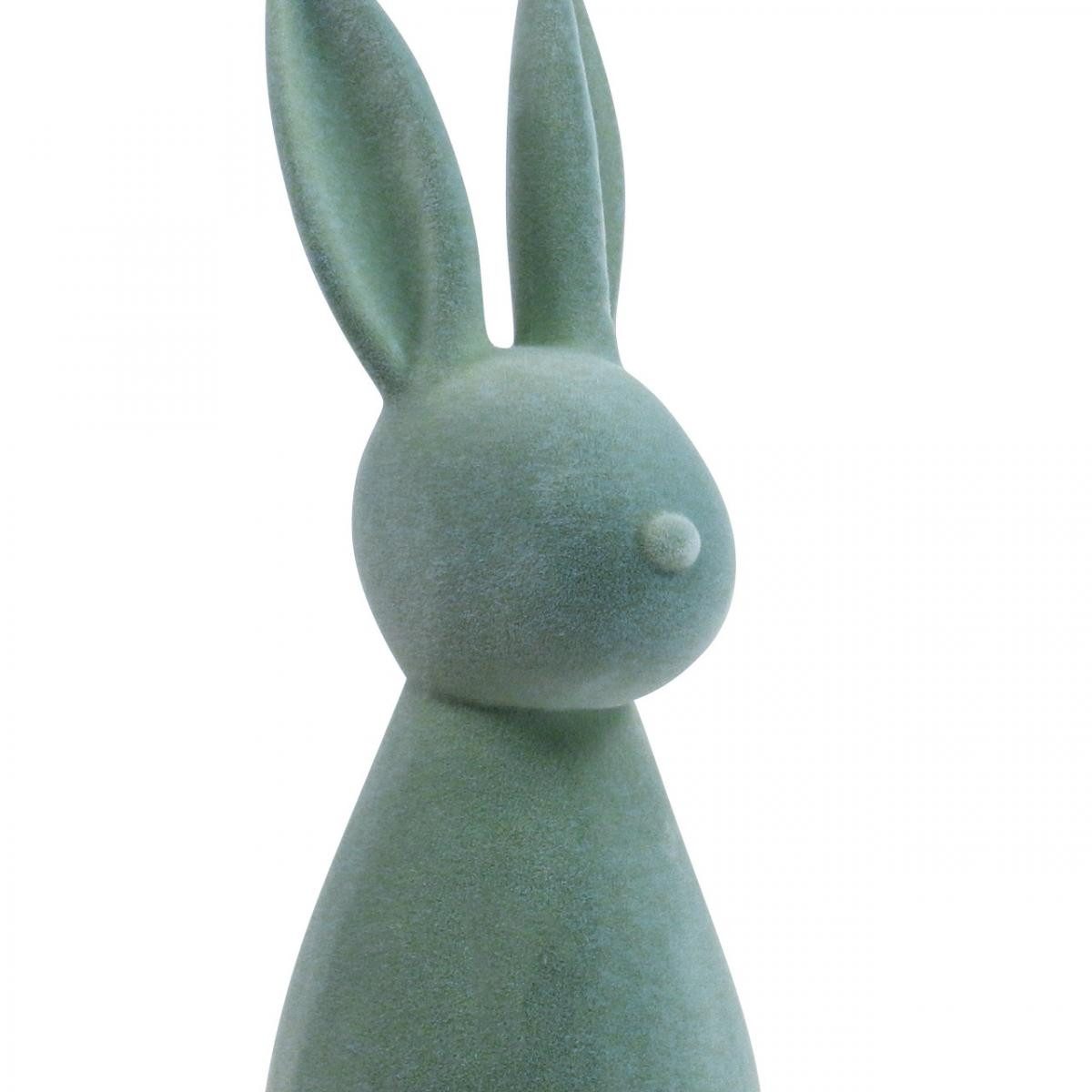 Florists Products Osterhase Dekofigur Osterhase samtig beflockt für Tischdeko und Frühling