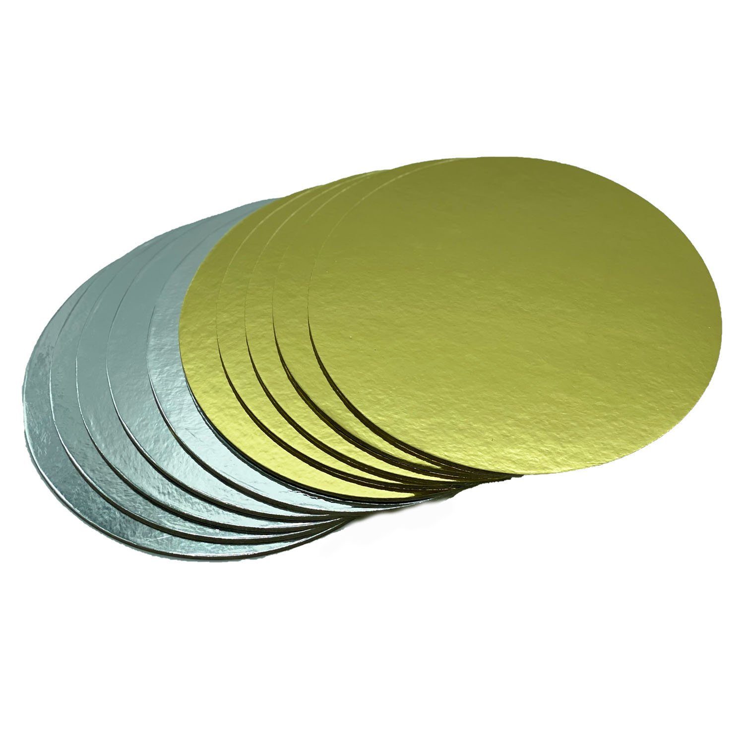 KITCHENDREAM Tortenplatte UND mm Kuchenplatte Pappe, Set (5-tlg) rund silber in gold CakeBoard 3 starker