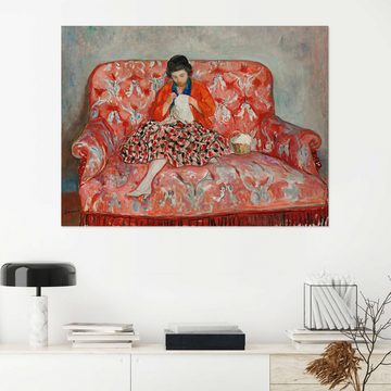 Posterlounge Wandfolie Henri Lebasque, Junges Mädchen Näht Auf Einem Sofa, Malerei