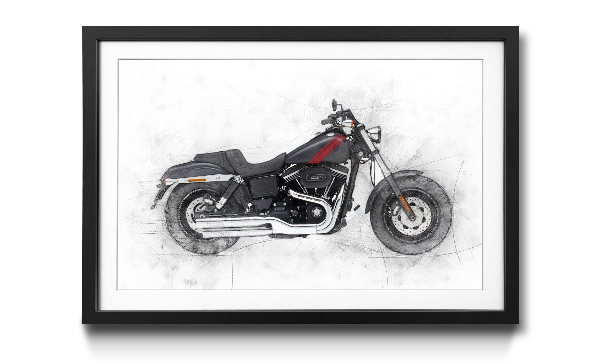 WandbilderXXL Bild Motorrad, 4 mit Rahmen erhältlich Größen Motorbike in Wandbild, uno