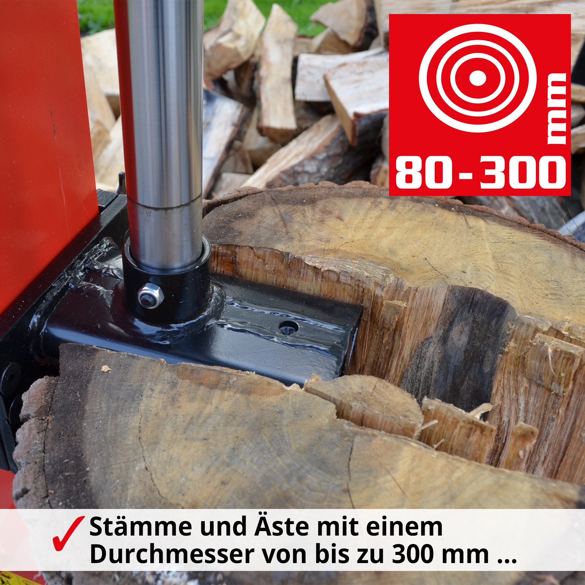 Hecht Elektroholzspalter 6110 mit Hebemechanismus, Spaltgutlänge bis 70 cm, Spaltgutdurchmesser bis 30 cm, 10 Tonnen, 3000W