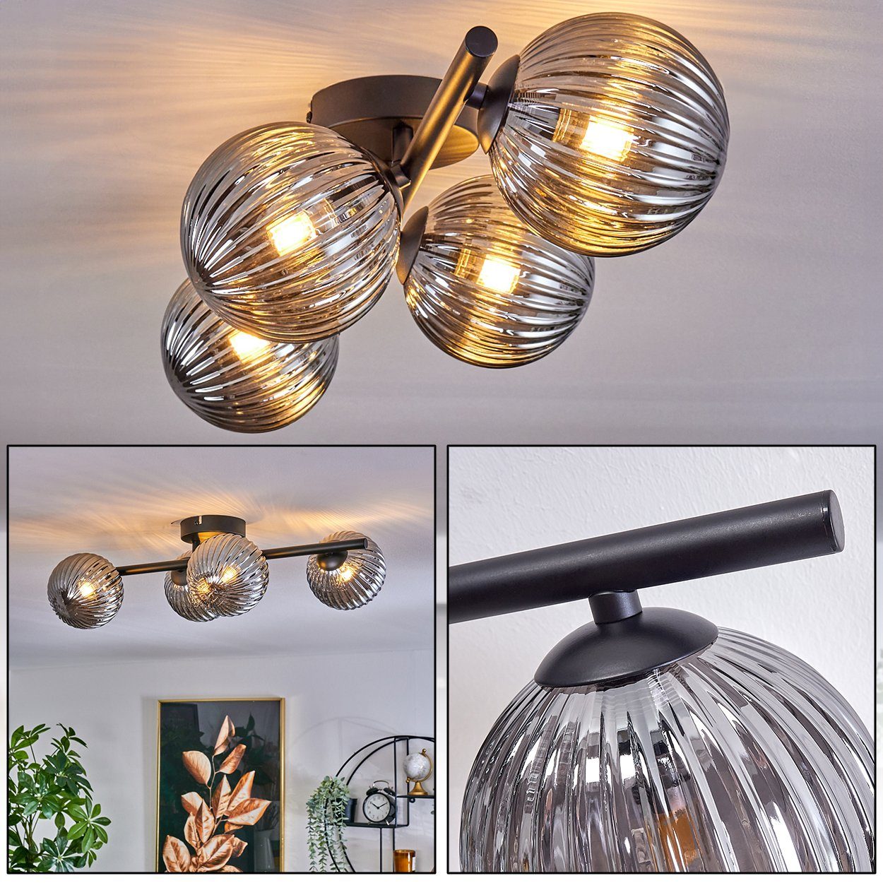 hofstein Deckenleuchte Deckenlampe aus Metall/Glas in günstig online kaufen