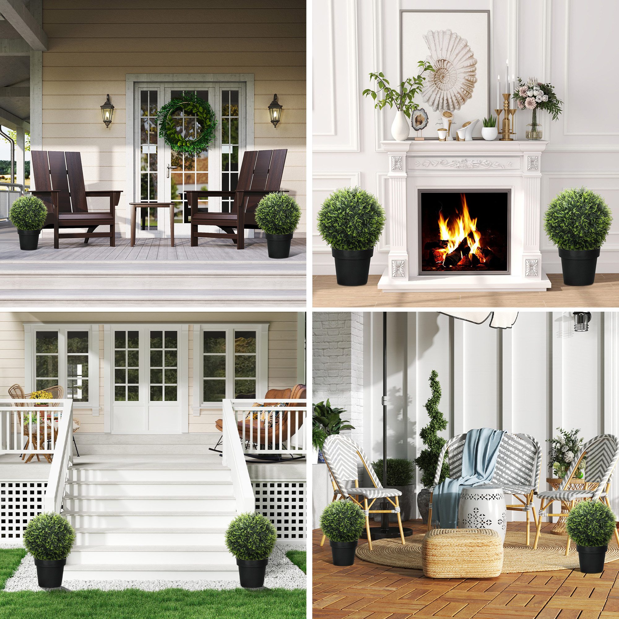 Kunstpflanze 2er-Set, 45 cm Zeder, HOMCOM, Höhe 45 cm, für Zuhause, Büro, Flur, Garten, Grün