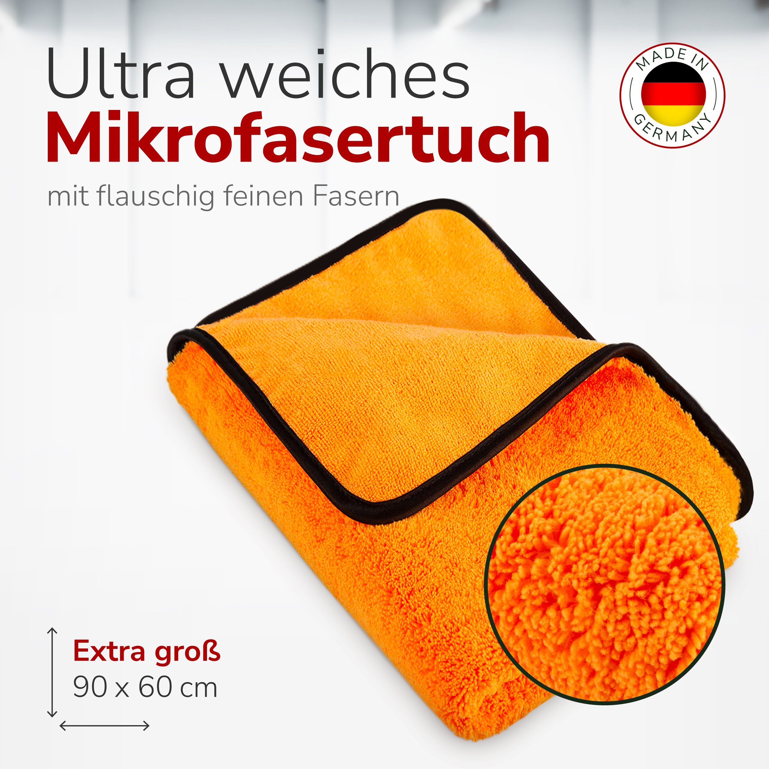 ALCLEAR 9520 Mikrofaser Trockentuch XXL für Auto 60x90 cm saugstark fusselfrei Mikrofasertuch (70% Polyester, 30% Polyamid, 60x90 cm)