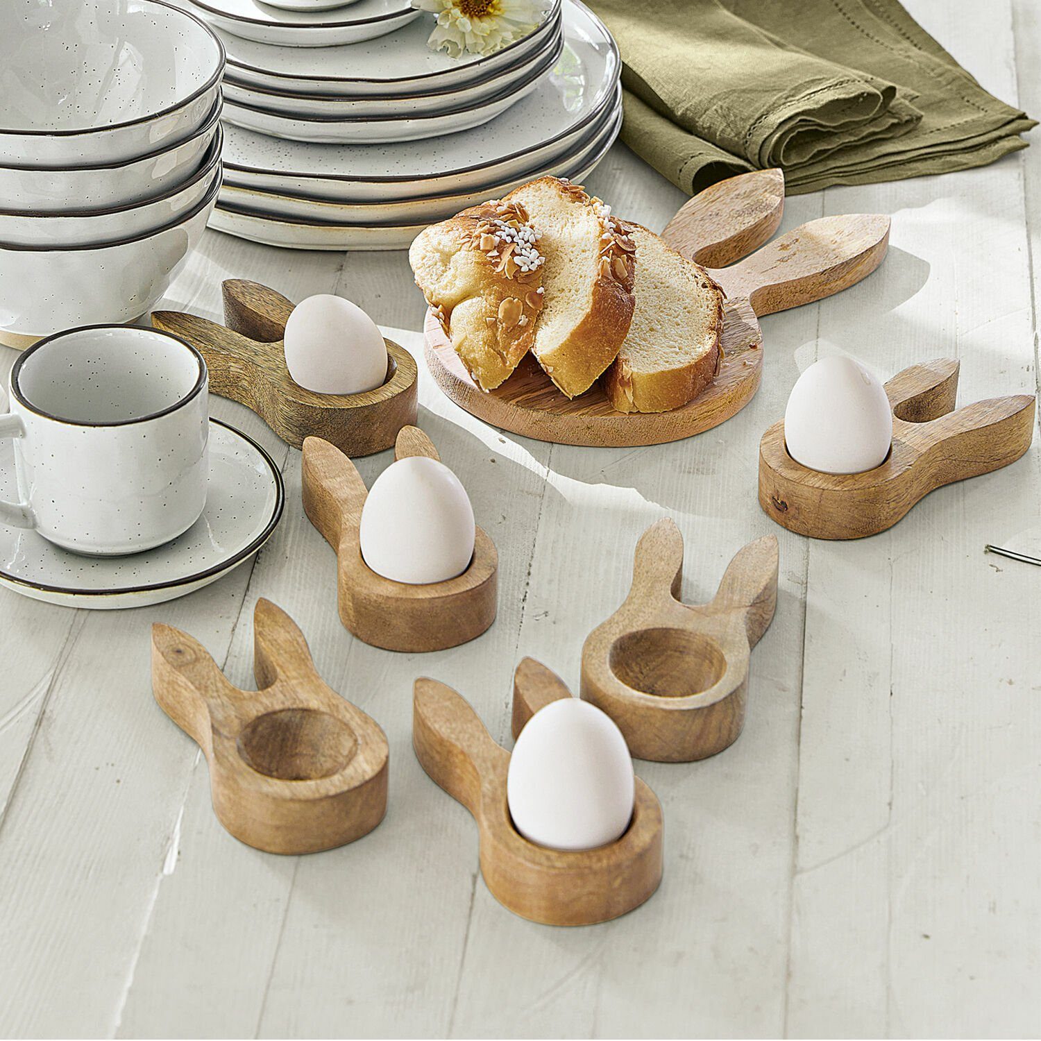 Mirabeau Geschirr-Set Eierbecher 6er Set Nante braun, Mangoholz (mangifera indica)