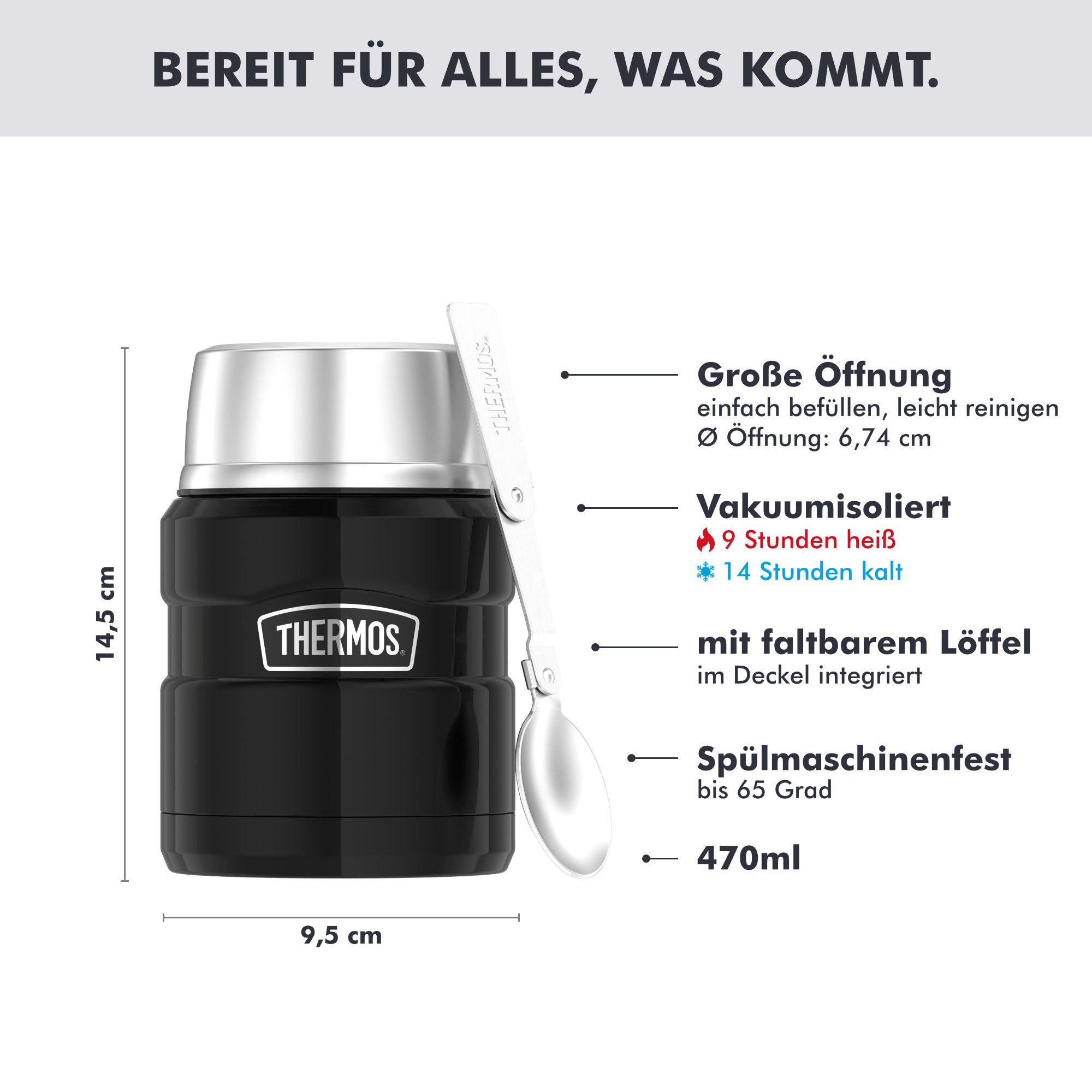 THERMOS Isolierflasche Isolierbehälter Stainless King Food Jar 0,47l – Bild 2 von 5