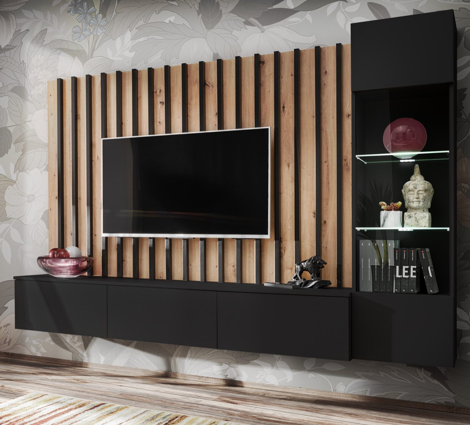 Furn.Design Wohnwand Pearl, (Mediawand in schwarz günstig online kaufen