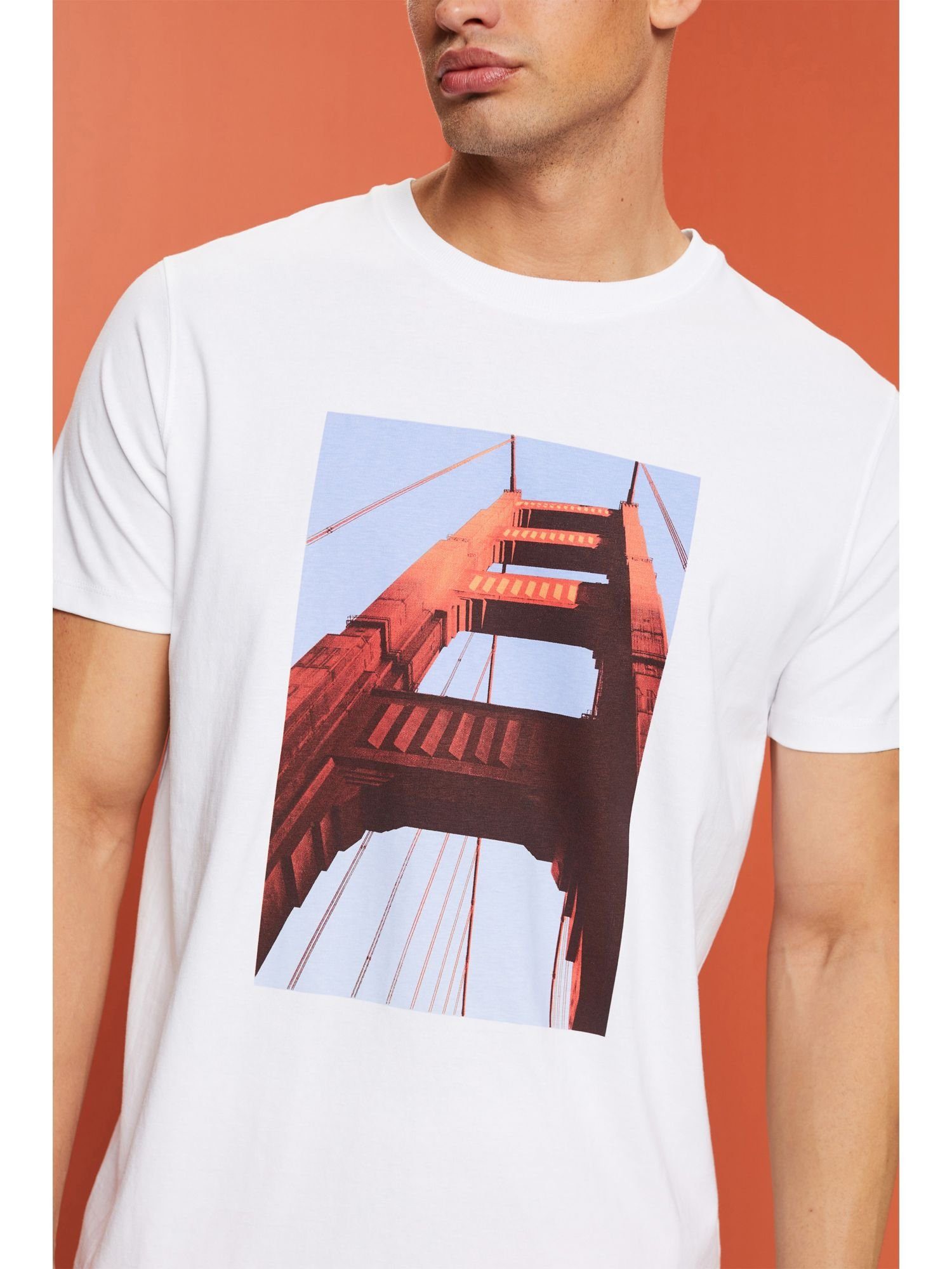 T-Shirt (1-tlg) Bedrucktes Baumwoll-T-Shirt WHITE Esprit