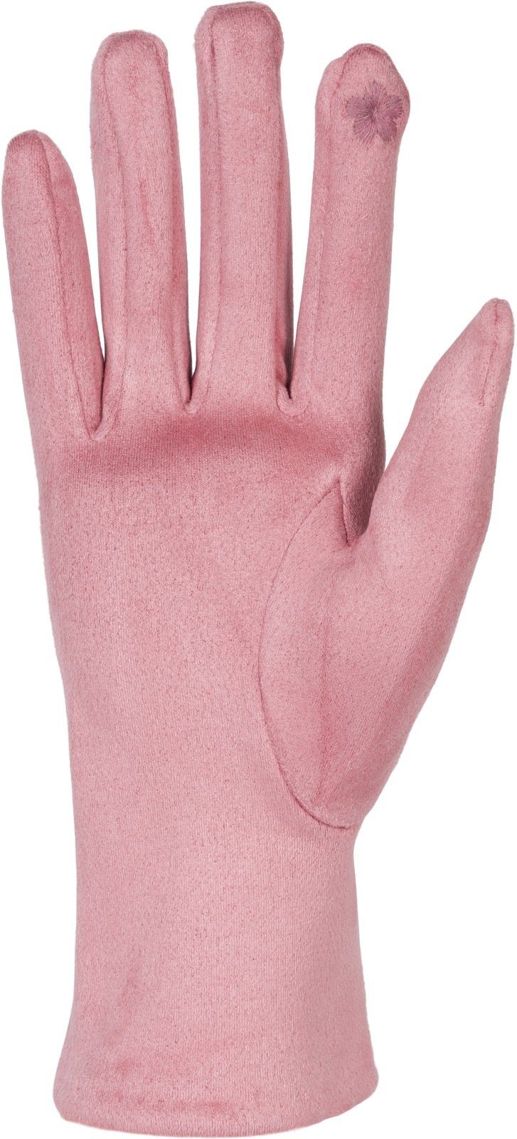 styleBREAKER Fleecehandschuhe Einfarbige Touchscreen Handschuhe Altrose Ziernähte