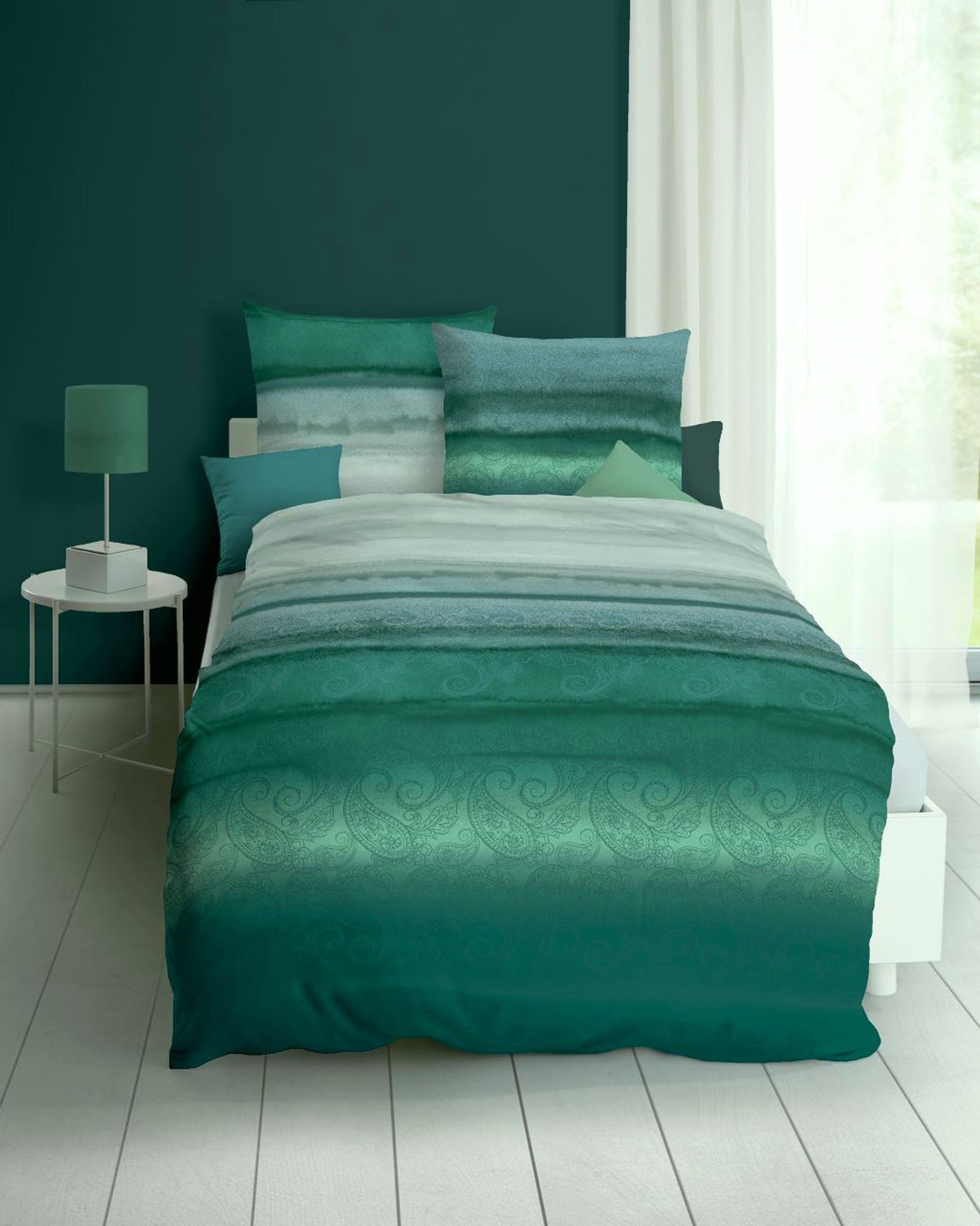 JACK Bettwäsche 135x200cm Mara Rosenholz Smaragd Grün, Biber, 2 teilig, wun günstig online kaufen