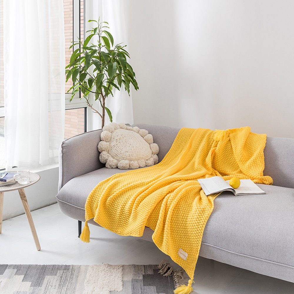 Rosnek Tagesdecke Vintage Quasten, gestrickt, warm weich, für Sofa Baby Dec günstig online kaufen