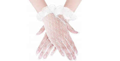 Festivalartikel Abendhandschuhe Spitzen-Kommunionshandschuhe für Mädchen perfekt für die Erstkommunion
