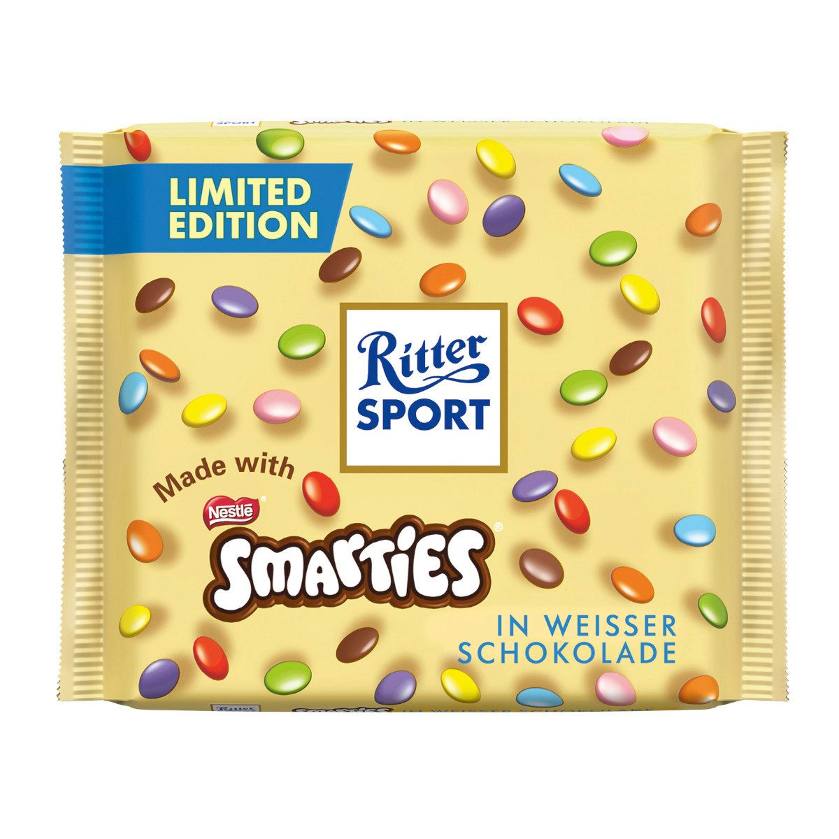 Ritter SPORT Schokolade, Ritter Sport Smarties Weisse Schokolade farbenfroh Tafel 100g