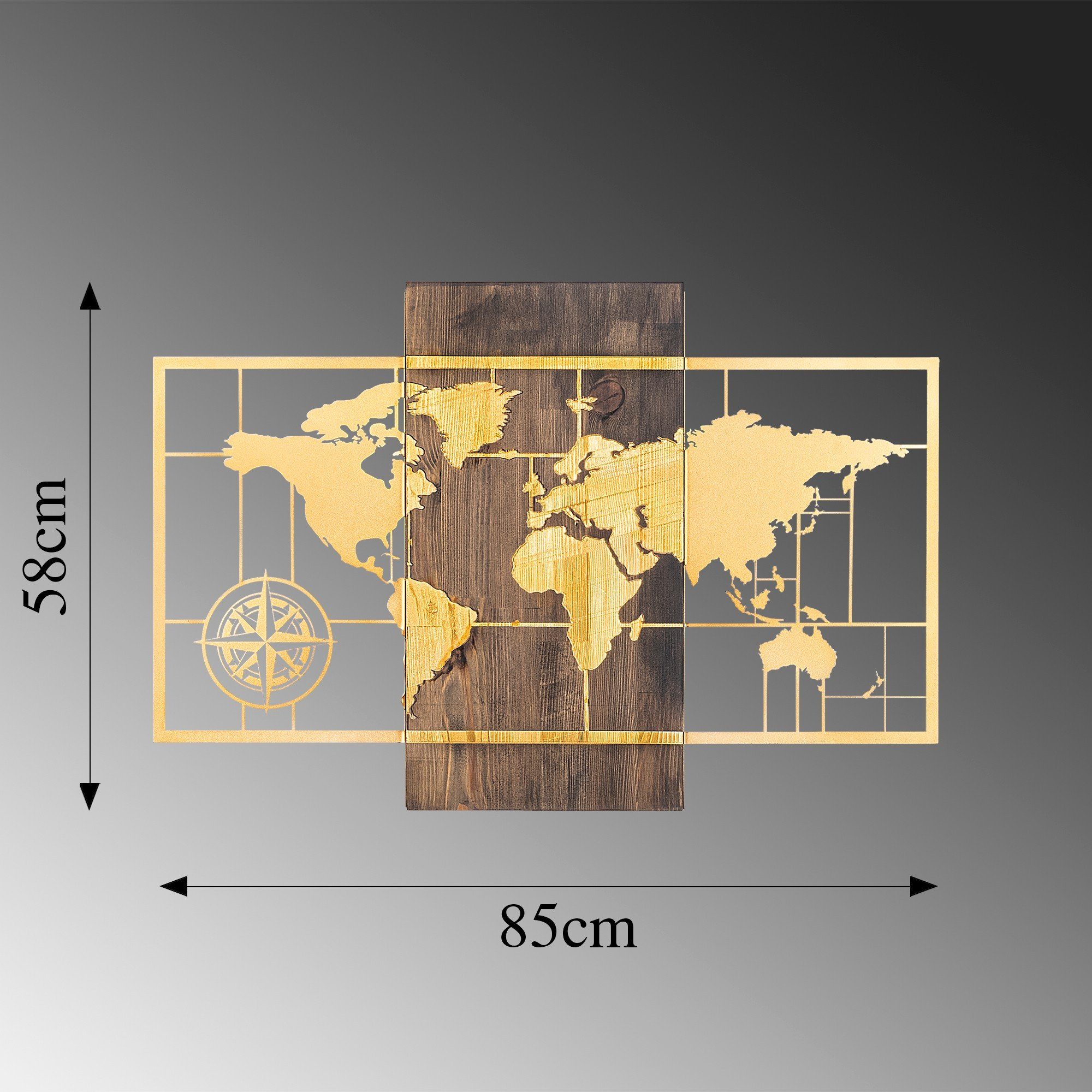 Wallity Wanddekoobjekt SKL2233, cm, Holz x 85 58 50% Nussbaum,Gold