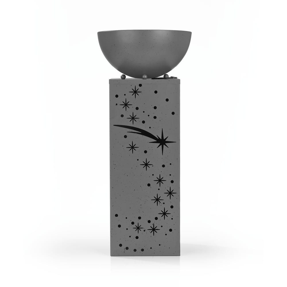 GARVIDA Dekosäule Beton-Optik Sternschnuppe Pflanzschale 59cm, Garten Deko Säule Beleuchtung