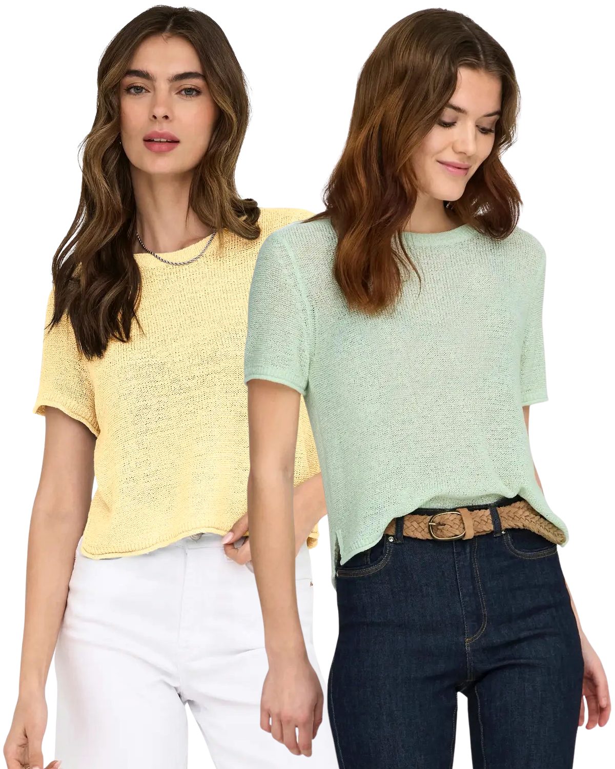 ONLY Kurzarmshirt (2er-Pack) Feinstrick Kurzarm Pullover leichtes Sommer Es günstig online kaufen