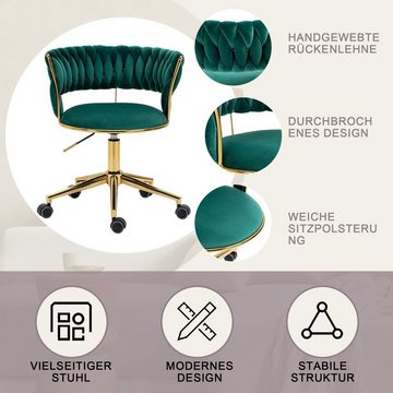 WISHDOR Bürostuhl Drehstuhl, 360° drehbarer Polsterstuhl (1 St), Make-up-Stuhl, goldener Bürostuhl, 360° drehbarer