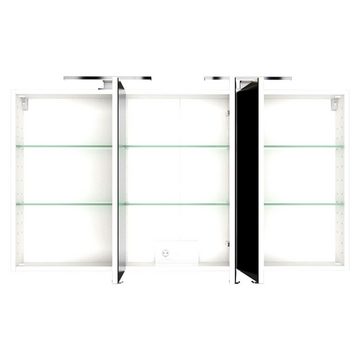 Lomadox Waschtisch-Set ARLON-03, (Spar-Set, 3-St., 3-tlg), 120 cm inkl LED Spiegelschrank matt weiß 120x200x55 cm