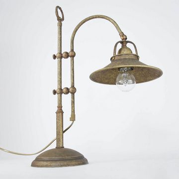 Licht-Erlebnisse Nachttischlampe ALICE, ohne Leuchtmittel, Tischlampe Echt-Messing Premium H:50cm E27 Handarbeit Vintage Stil