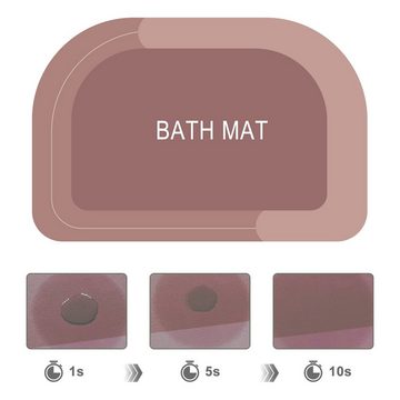 Badematte Rutschfeste Saugfähige Fußmatten, Kieselalgenschlamm Badematte CALIYO, Höhe 60 mm, schnell trocknend, strapazierfähig, Baumwollähnliches Vlies + Naturkautschuk, Badematte-Halbkreis, 3, Hochgradig saugfähig/Schnelles Trocknen/Reinigbar