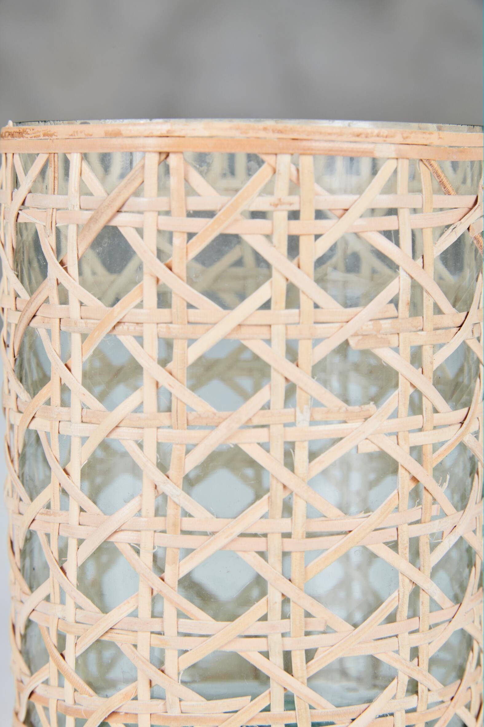 Glaseinsatz), aus Windlicht 15 cm Rattan carla&marge Hülle ca. Noamia Höhe mit und Kerzenständer; (Teelichthalter