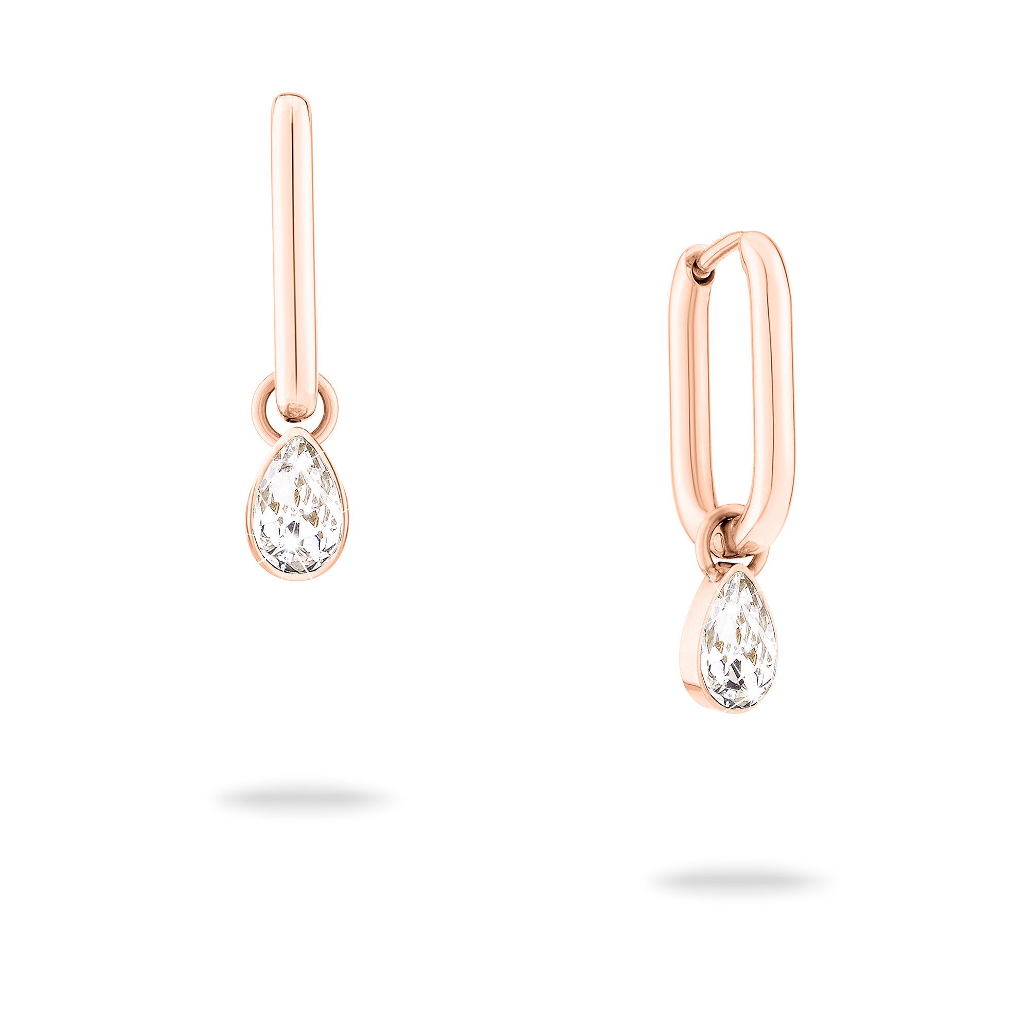 Echtzeit Paar Creolen Schmuck Geschenk Edelstahl Ohrringe Like Diamonds Tropfen, mit Zirkonia (synth) - Einhänger abnehmbar