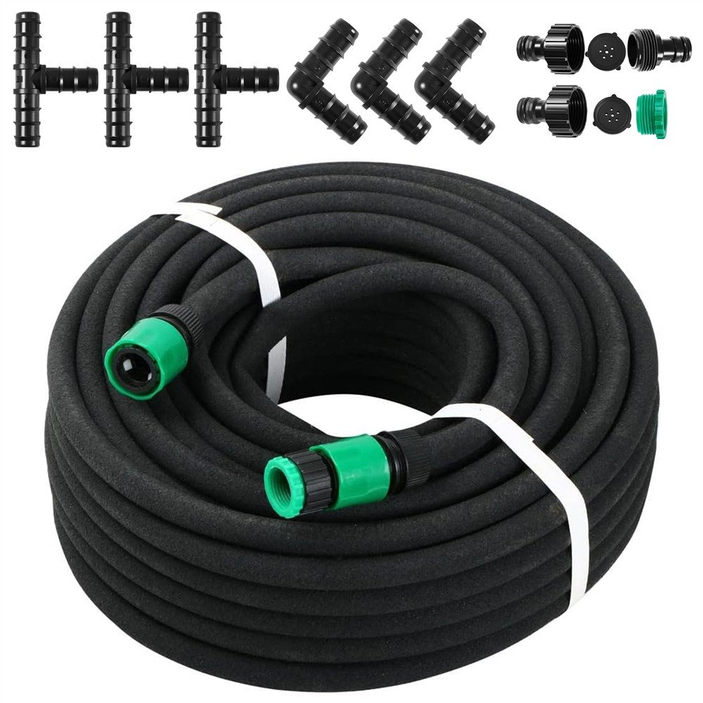 Yaheetech Gartenschlauch 30m/50m x 16mm, Perlschlauch Tropfschlauch mit Verbindungsstück